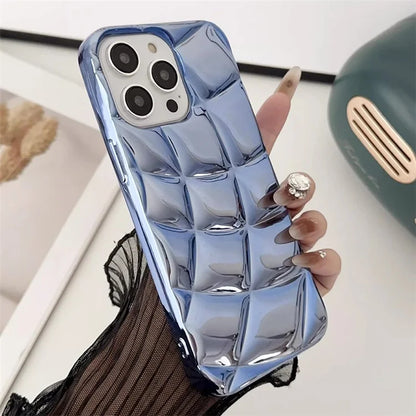 For iPhone 14 Pro Max TPU Case Electroplating Phone Cover Rhombus Grid Pattern