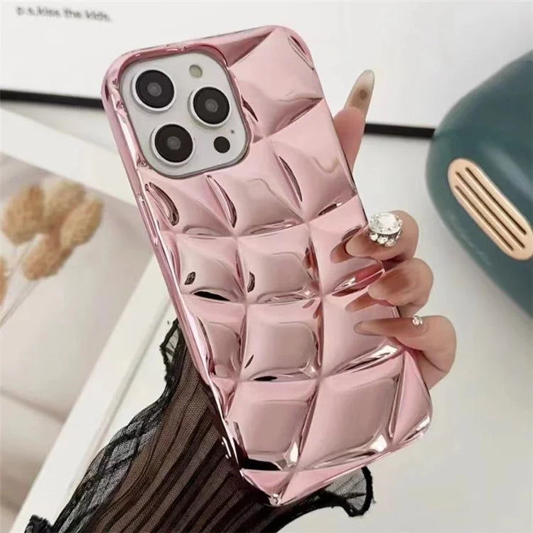 For iPhone 14 Pro TPU Case Shockproof Rhombus Grid Desgin Electroplating Phone Cover