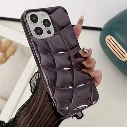 For iPhone 15 Pro Max Electroplating Case Rhombus Grid Flexible TPU Phone Cover