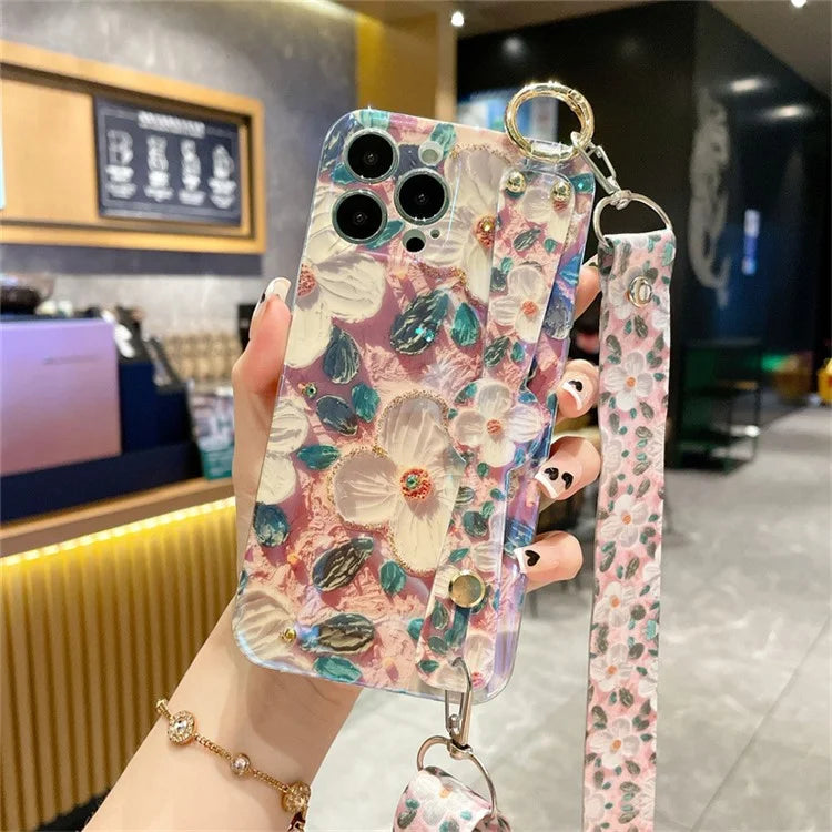 For iPhone 13 Pro Max 6.7 inch Case PC+TPU Epoxy Rhinestone Decor Phone Cover