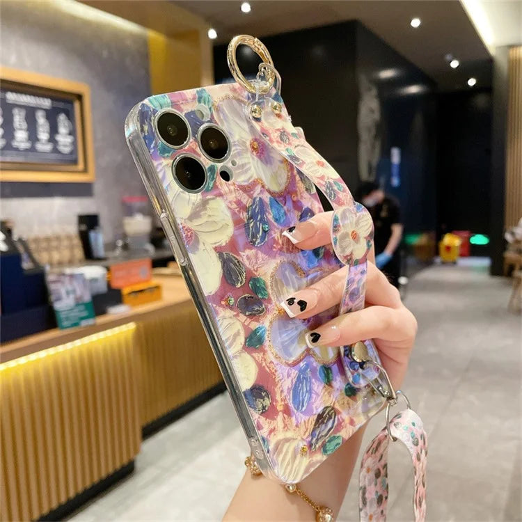 For iPhone 13 Pro Max 6.7 inch Case PC+TPU Epoxy Rhinestone Decor Phone Cover