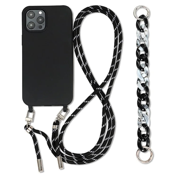 For iPhone 14 Pro Case Shockproof Soft TPU Mobile Phone Cover with Straps
