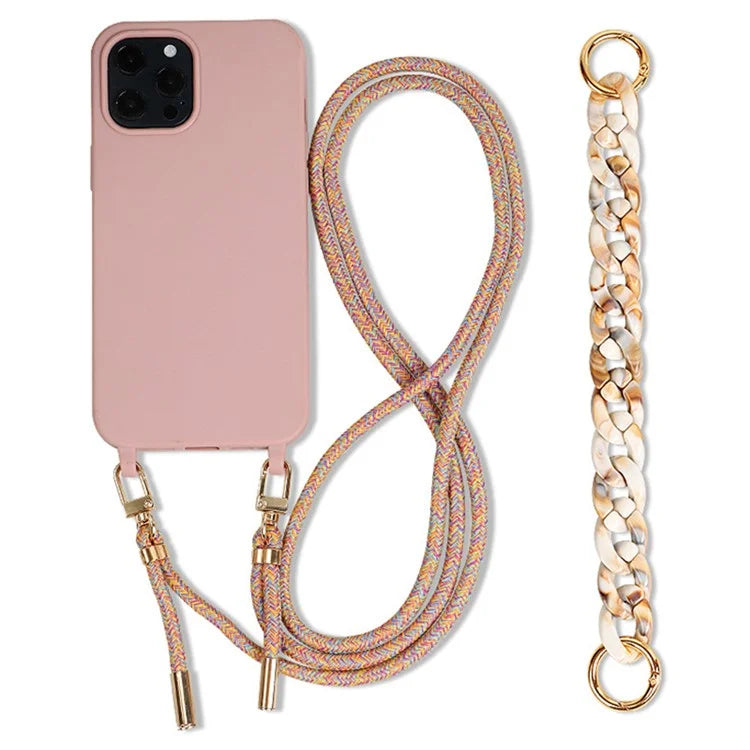 For iPhone 15 Pro Max TPU Case Anti-scratch Soft Phone Cover with Straps