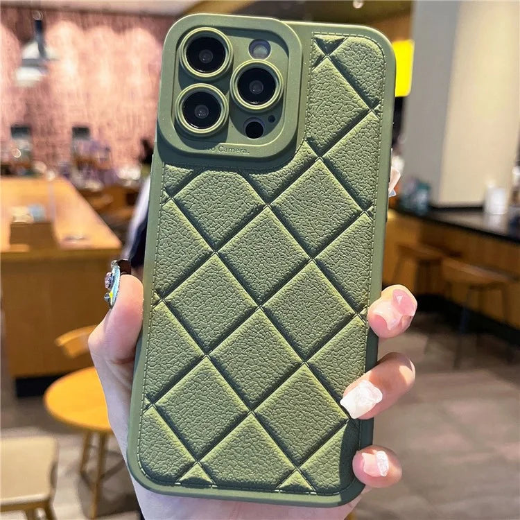 For iPhone 15 Pro Max Case Rhombus Pattern TPU Protective Phone Cover