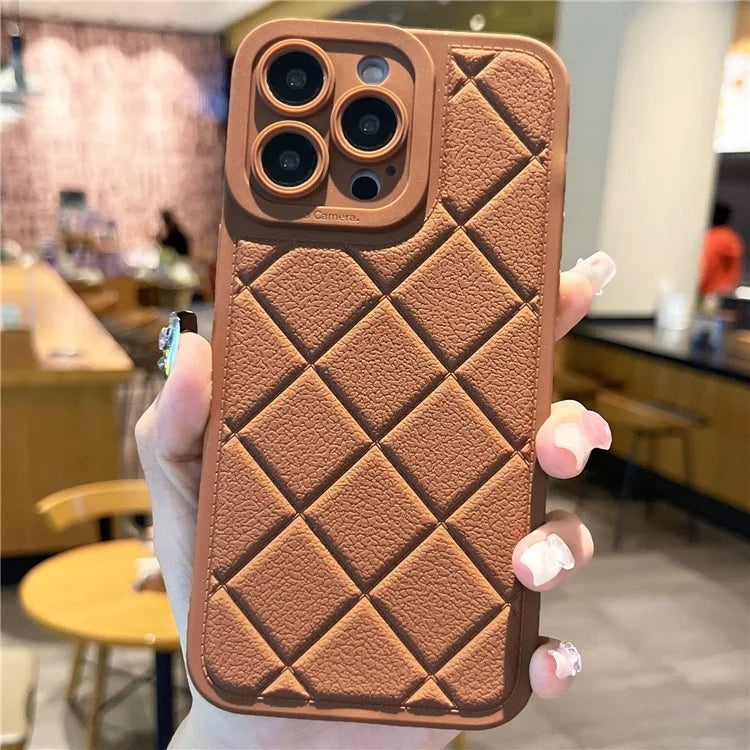 For iPhone 15 Pro Max Case Rhombus Pattern TPU Protective Phone Cover