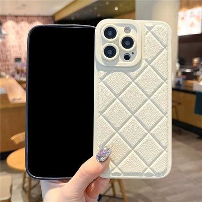 For iPhone 15 Pro Max Case Rhombus Pattern TPU Protective Phone Cover
