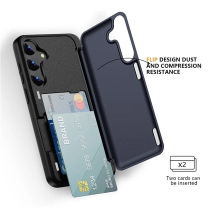 For Samsung Galaxy S23 FE Case Card Holder Shockproof TPU+PC Phone Cover with Flip Kickstand