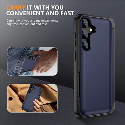 For Samsung Galaxy S23 FE Case Card Holder Shockproof TPU+PC Phone Cover with Flip Kickstand