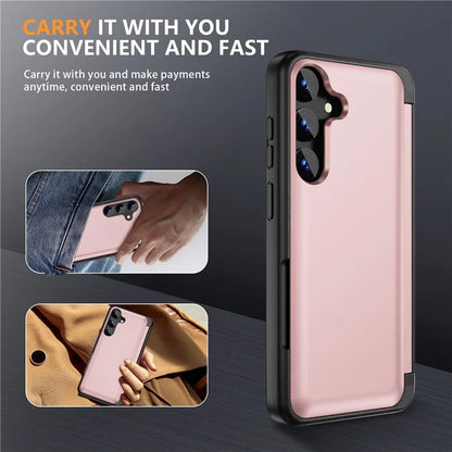 For Samsung Galaxy S23 FE Case Card Holder Shockproof TPU+PC Phone Cover with Flip Kickstand