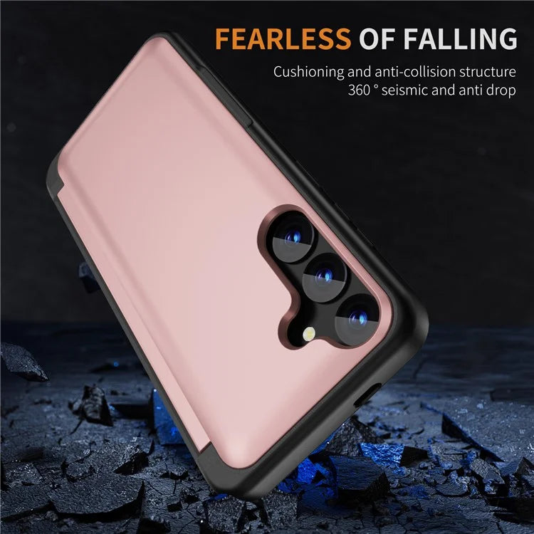 For Samsung Galaxy S23 FE Case Card Holder Shockproof TPU+PC Phone Cover with Flip Kickstand