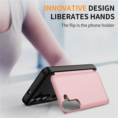 For Samsung Galaxy S23 FE Case Card Holder Shockproof TPU+PC Phone Cover with Flip Kickstand
