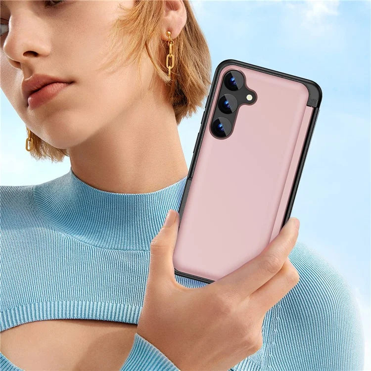 For Samsung Galaxy S23 FE Case Card Holder Shockproof TPU+PC Phone Cover with Flip Kickstand