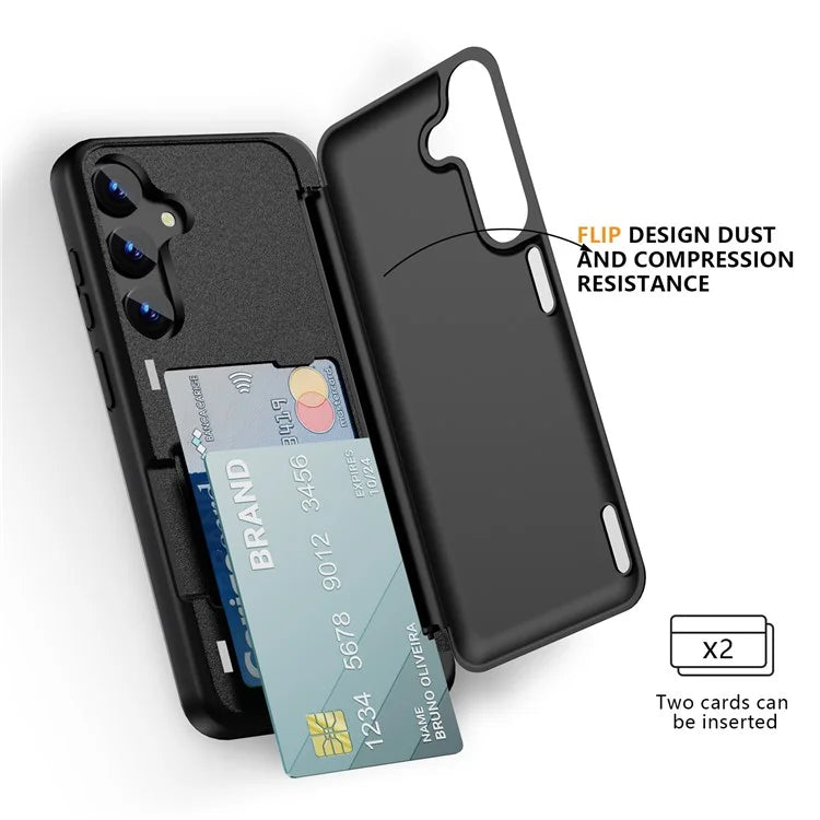 For Samsung Galaxy S23 FE Case Card Holder Shockproof TPU+PC Phone Cover with Flip Kickstand