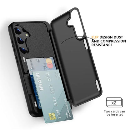 For Samsung Galaxy S23 FE Case Card Holder Shockproof TPU+PC Phone Cover with Flip Kickstand