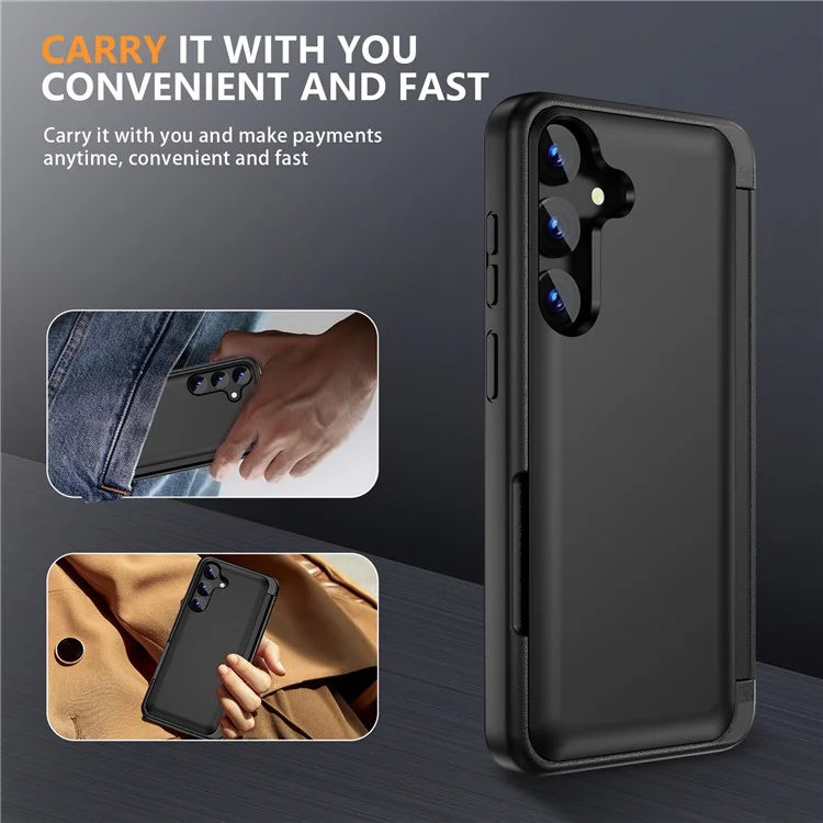 For Samsung Galaxy S23 FE Case Card Holder Shockproof TPU+PC Phone Cover with Flip Kickstand