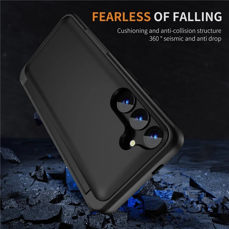 For Samsung Galaxy S23 FE Case Card Holder Shockproof TPU+PC Phone Cover with Flip Kickstand