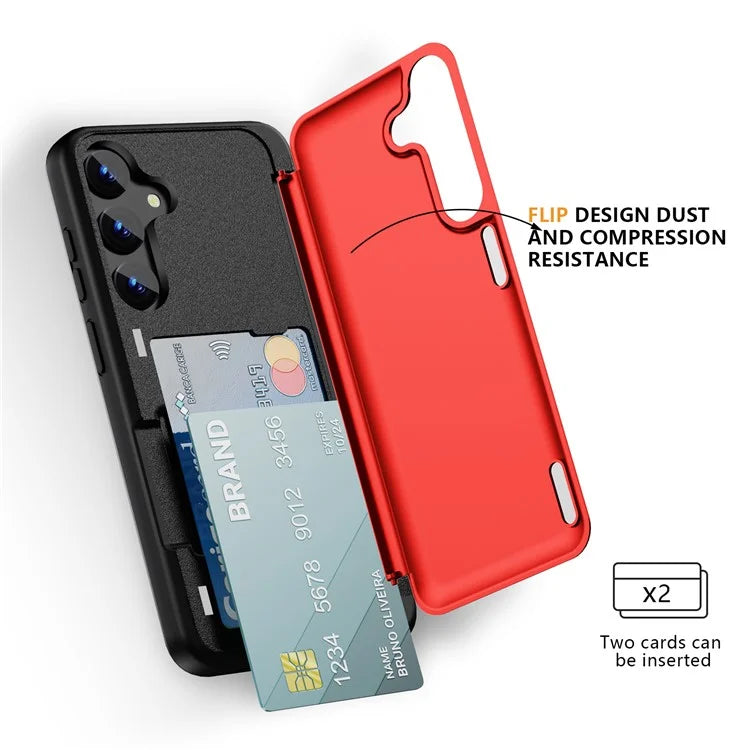 For Samsung Galaxy S23 FE Case Card Holder Shockproof TPU+PC Phone Cover with Flip Kickstand