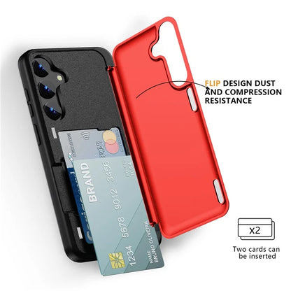 For Samsung Galaxy S23 FE Case Card Holder Shockproof TPU+PC Phone Cover with Flip Kickstand