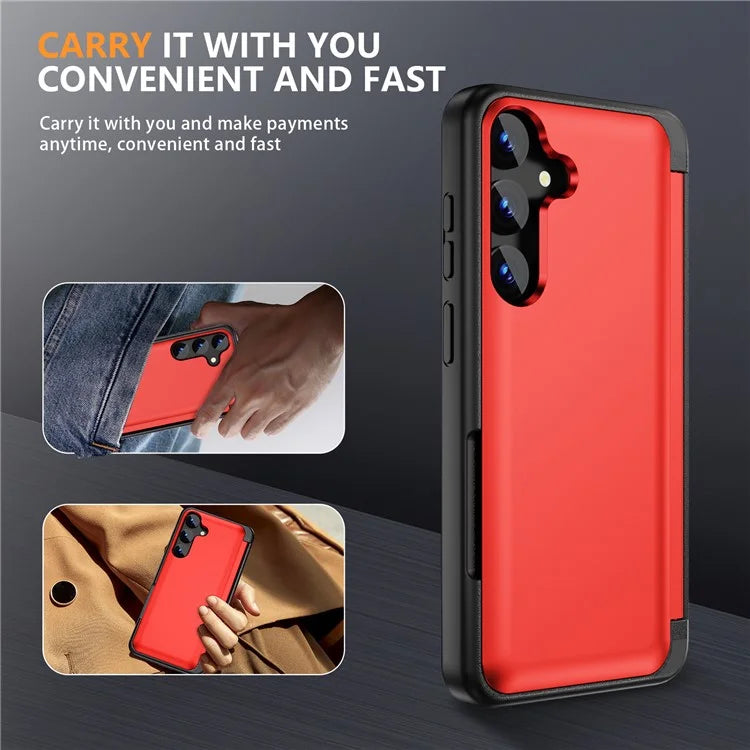 For Samsung Galaxy S23 FE Case Card Holder Shockproof TPU+PC Phone Cover with Flip Kickstand