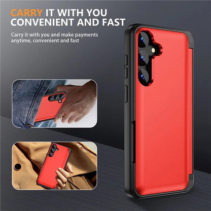 For Samsung Galaxy S23 FE Case Card Holder Shockproof TPU+PC Phone Cover with Flip Kickstand