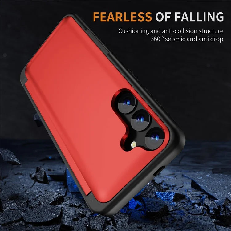For Samsung Galaxy S23 FE Case Card Holder Shockproof TPU+PC Phone Cover with Flip Kickstand