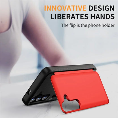For Samsung Galaxy S23 FE Case Card Holder Shockproof TPU+PC Phone Cover with Flip Kickstand