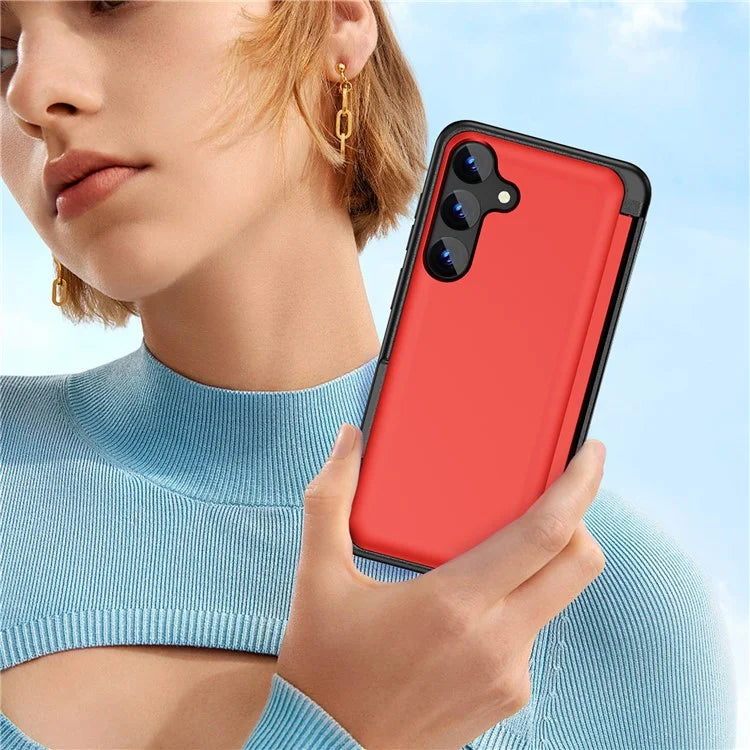 For Samsung Galaxy S23 FE Case Card Holder Shockproof TPU+PC Phone Cover with Flip Kickstand