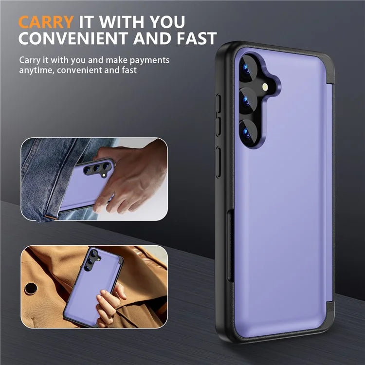 For Samsung Galaxy S23 FE Case Card Holder Shockproof TPU+PC Phone Cover with Flip Kickstand