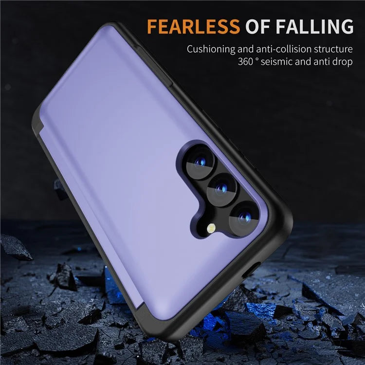 For Samsung Galaxy S23 FE Case Card Holder Shockproof TPU+PC Phone Cover with Flip Kickstand
