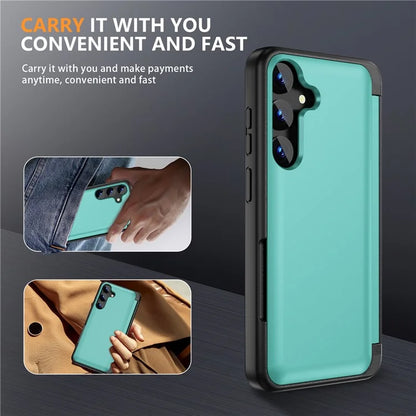 For Samsung Galaxy S23 FE Case Card Holder Shockproof TPU+PC Phone Cover with Flip Kickstand