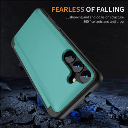 For Samsung Galaxy S23 FE Case Card Holder Shockproof TPU+PC Phone Cover with Flip Kickstand
