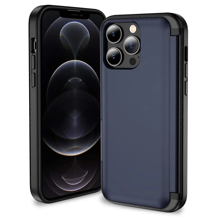 For iPhone 12 Pro Max Flip Kickstand TPU+PC Case Card Holder Phone Cover