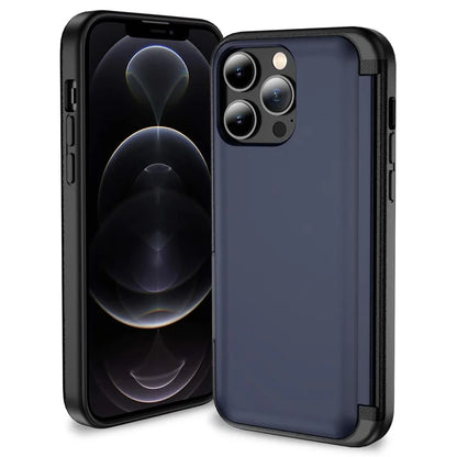 For iPhone 12 Pro Max Flip Kickstand TPU+PC Case Card Holder Phone Cover