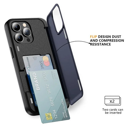 For iPhone 12 Pro Max Flip Kickstand TPU+PC Case Card Holder Phone Cover