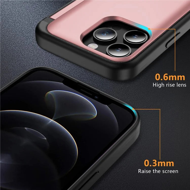 For iPhone 12 Pro Max Flip Kickstand TPU+PC Case Card Holder Phone Cover