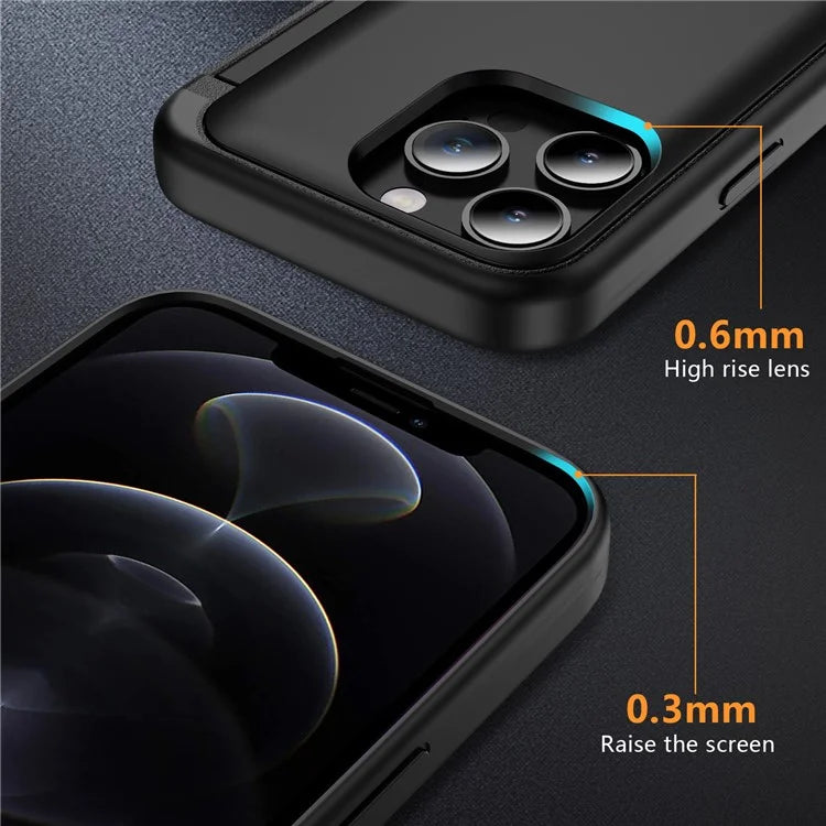 For iPhone 12 Pro Max Flip Kickstand TPU+PC Case Card Holder Phone Cover