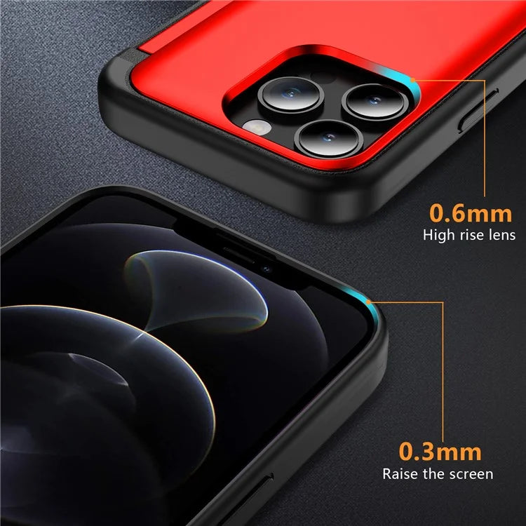 For iPhone 12 Pro Max Flip Kickstand TPU+PC Case Card Holder Phone Cover