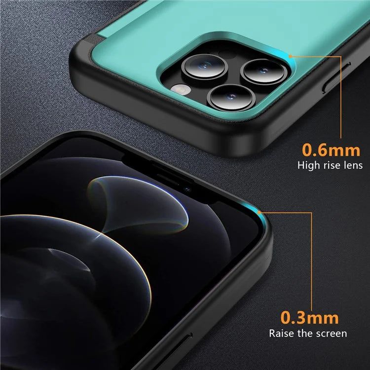 For iPhone 12 Pro Max Flip Kickstand TPU+PC Case Card Holder Phone Cover