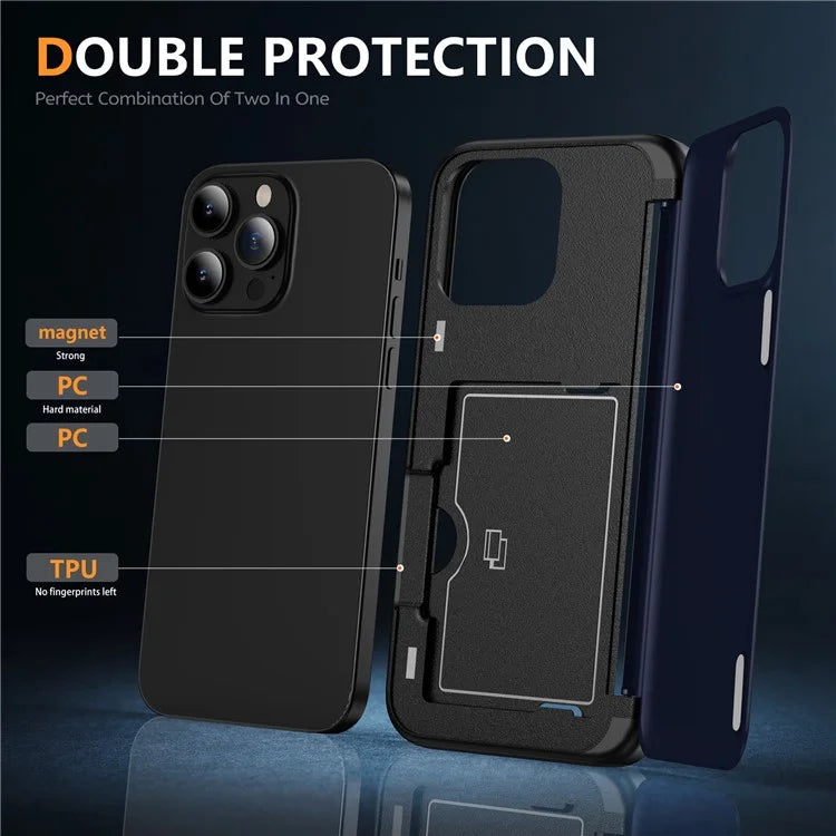 For iPhone 13 Pro Case TPU+PC Phone Cover with Kickstand / Card Holder Slot