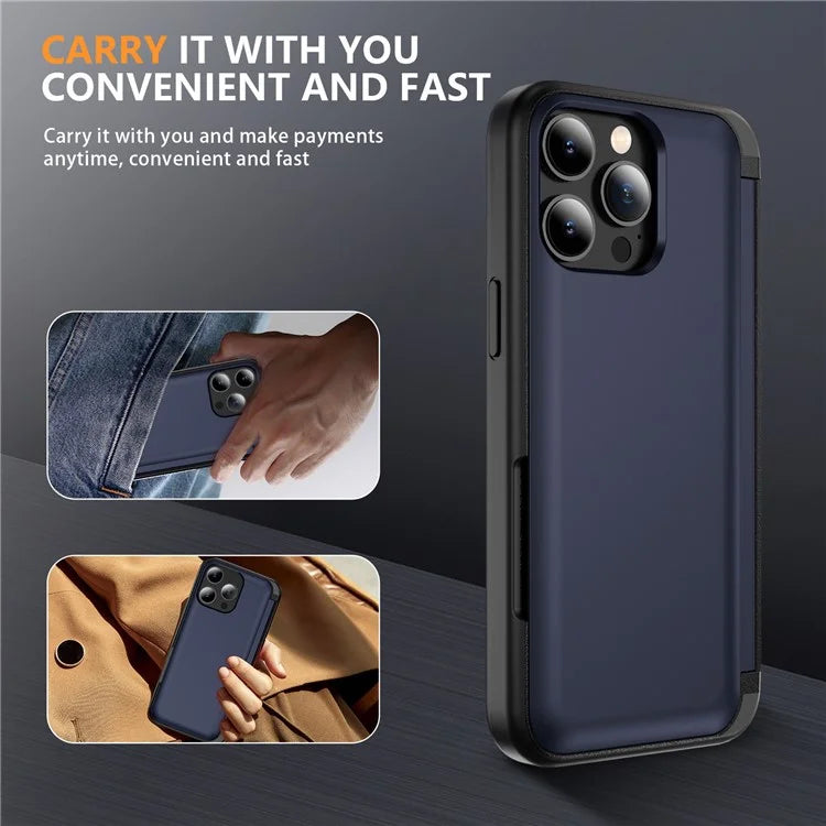 For iPhone 13 Pro Case TPU+PC Phone Cover with Kickstand / Card Holder Slot