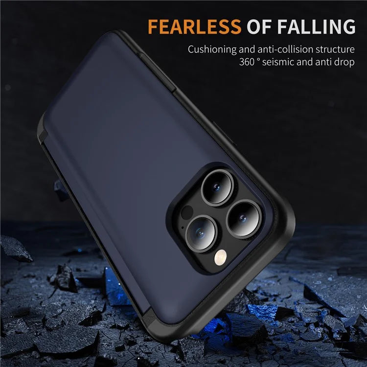 For iPhone 13 Pro Case TPU+PC Phone Cover with Kickstand / Card Holder Slot