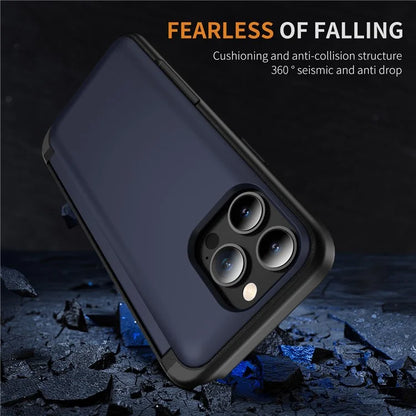 For iPhone 13 Pro Case TPU+PC Phone Cover with Kickstand / Card Holder Slot
