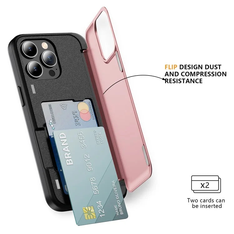 For iPhone 13 Pro Case TPU+PC Phone Cover with Kickstand / Card Holder Slot