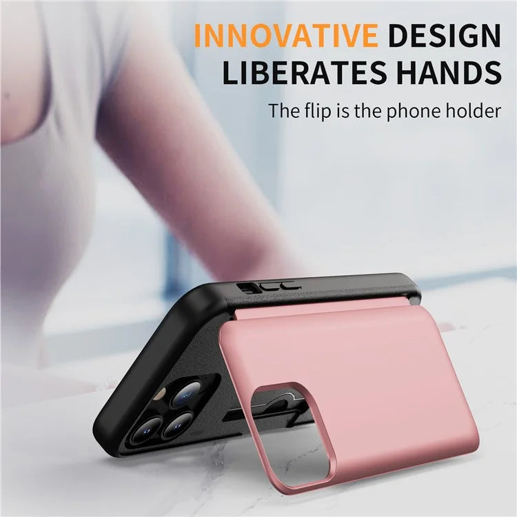 For iPhone 13 Pro Case TPU+PC Phone Cover with Kickstand / Card Holder Slot