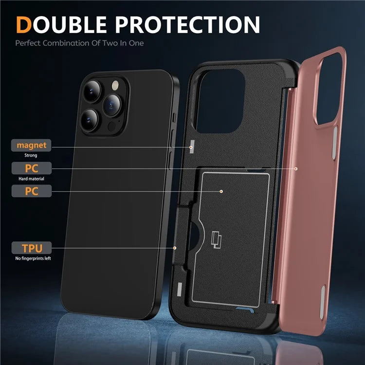 For iPhone 13 Pro Case TPU+PC Phone Cover with Kickstand / Card Holder Slot