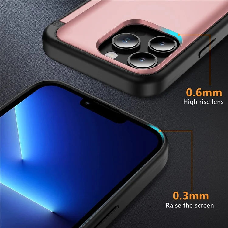 For iPhone 13 Pro Case TPU+PC Phone Cover with Kickstand / Card Holder Slot