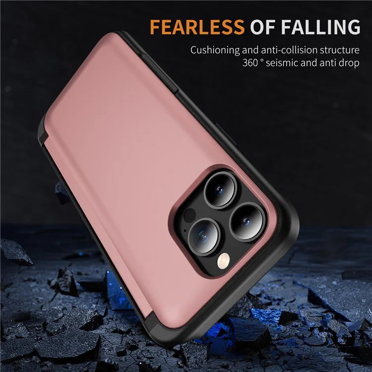 For iPhone 13 Pro Case TPU+PC Phone Cover with Kickstand / Card Holder Slot