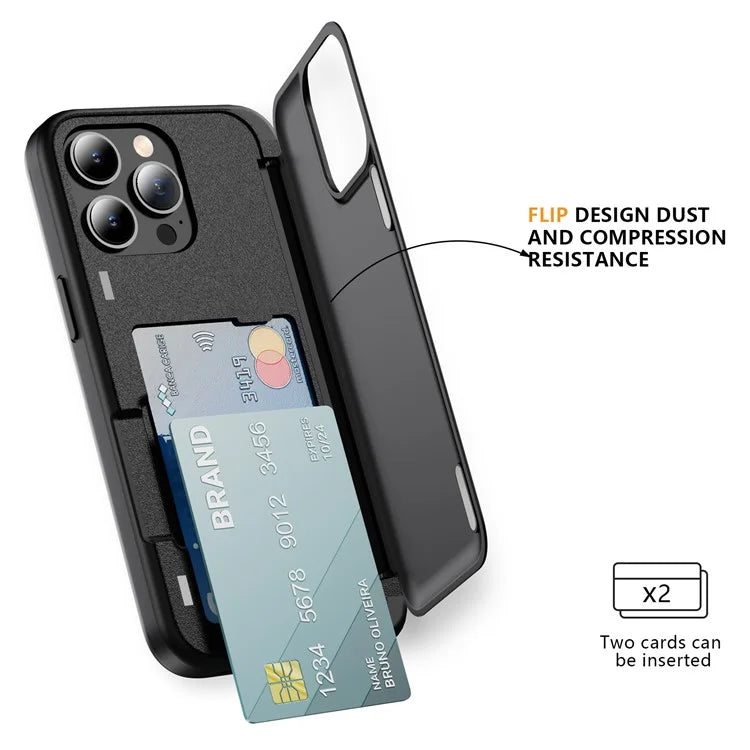 For iPhone 13 Pro Case TPU+PC Phone Cover with Kickstand / Card Holder Slot