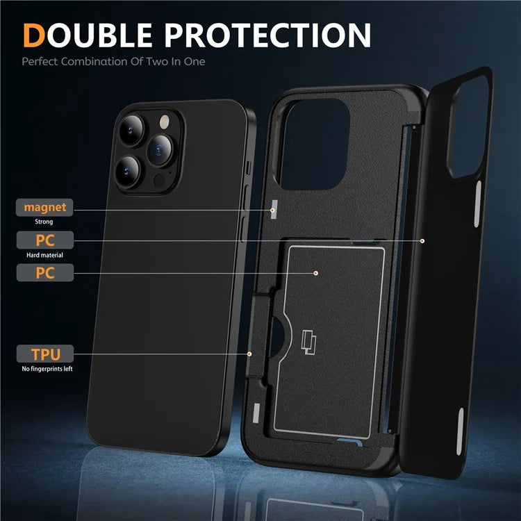 For iPhone 13 Pro Case TPU+PC Phone Cover with Kickstand / Card Holder Slot