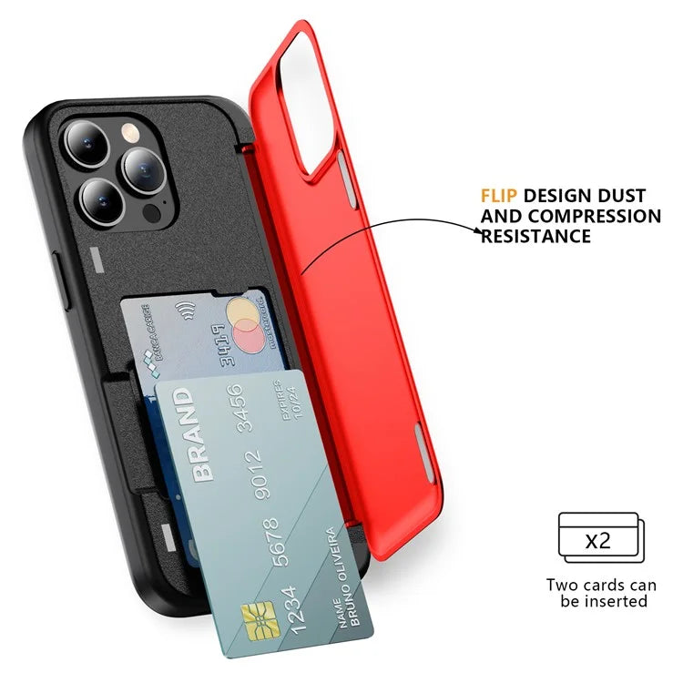 For iPhone 13 Pro Case TPU+PC Phone Cover with Kickstand / Card Holder Slot